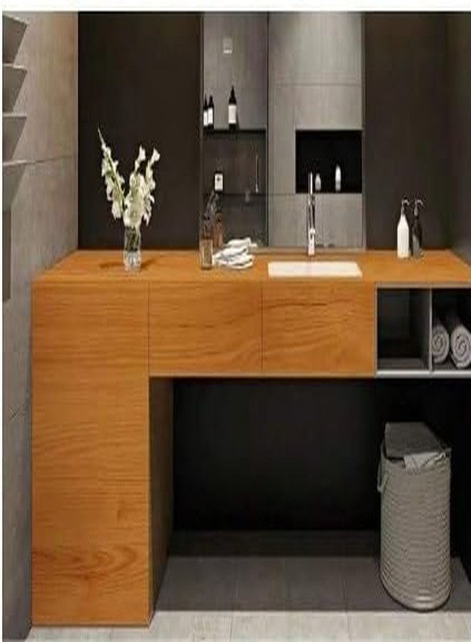 HAPPYMATES Wooden Wallpaper Peel and Stick Self Adheisve Removable Wood Grain Contact Paper Vinyl Decorative Wallpaper for Kitchen Desk Cabinets Shelf Drawers Liner (12X50, Brown Teak) - Image 5